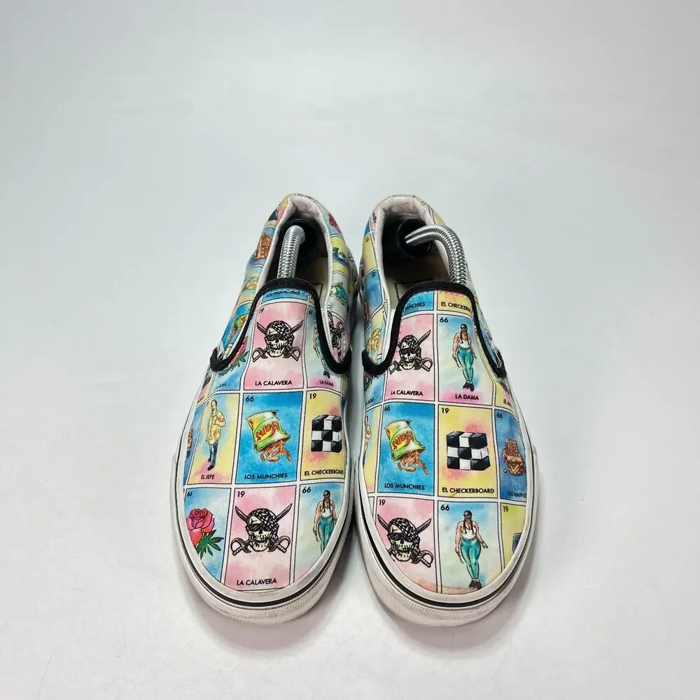 Vans Classic Los Vans Lotería Multicolor Slip On Skate Shoes 721356 Women's Sz 7